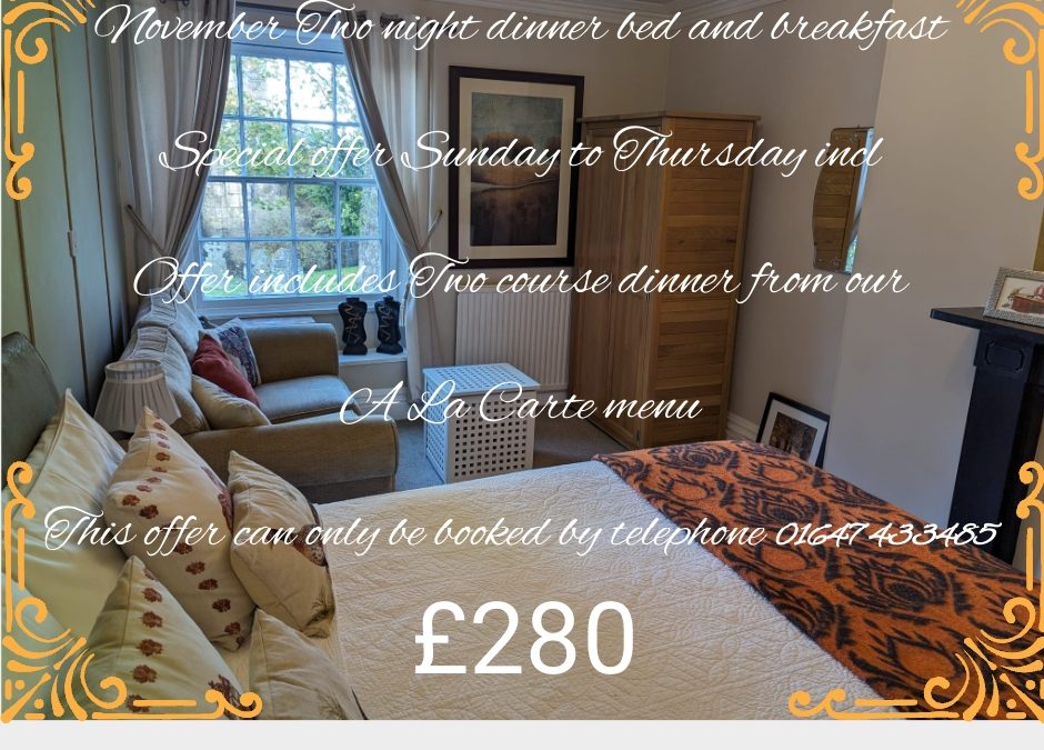 NOVEMBER DINNER BED AND BREAKFAST OFFER